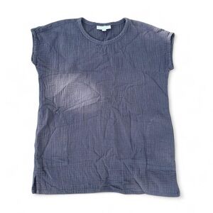 Casual dusty navy Textured Top